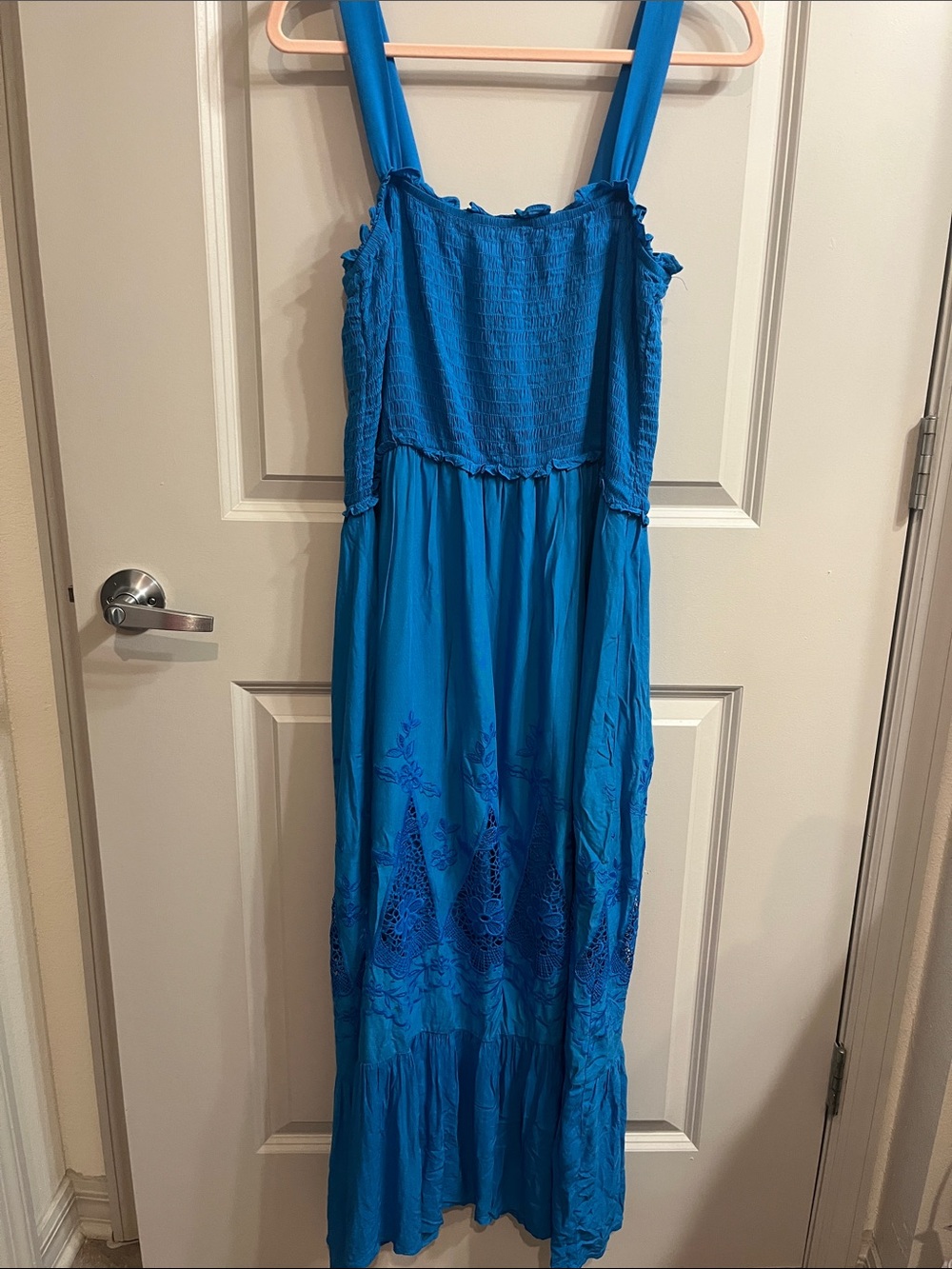 Knox Rose Bright Blue Embroidered Maxi Dress